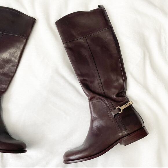 Tory Burch dark brown Jess riding boot equestrian gold hardware size 5 leather - Picture 3 of 10